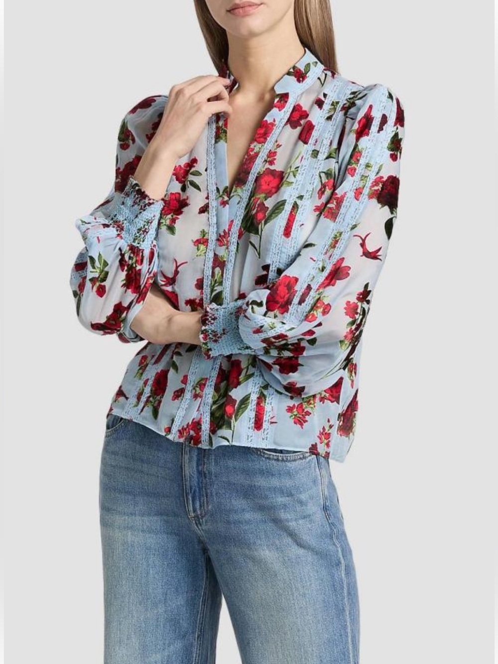 Alice + Olivia Arlette Floral Lace Blouse NWT Size XL